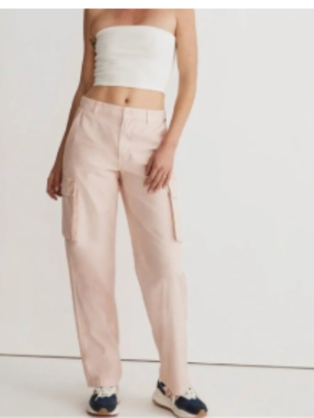 Madewell Garment Dyed Low Slung Straight Cargo Pants 26/2 Light Barbie Pink